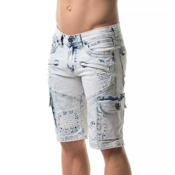 AFFLICTION HUNTER FALLEN FULTON DENIM SHORTS Biker - Picture 10 of 12